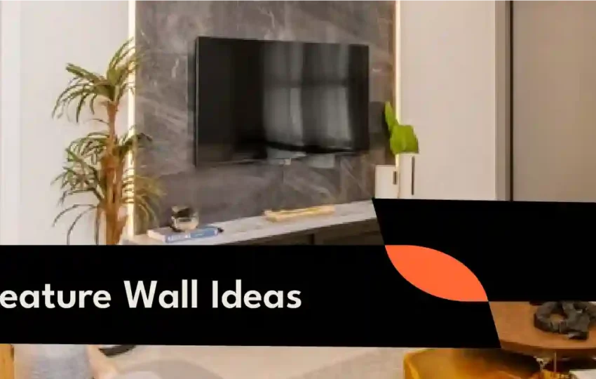 Modern living room featuring a stylish painted feature wall with decorative accents.